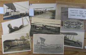 [AVIATION] manufacturer's WWI era aircraft name plate; & small group of early aviation postcards (