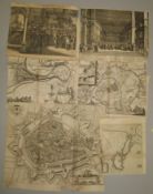 Maps and scenes of Belgium / Dutch towns, damp affected (Q).