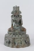 A FINE LARGE, POSSIBLY EARLY CHINESE OR TIBETAN, BRONZE BUDDHA. 37cms high.