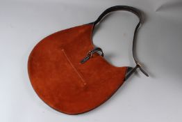 A RALPH LAUREN POLO LADIES TAN SUEDE LEATHER SHOULDER BAG.