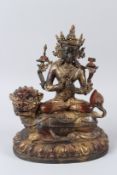 A GILT BRONZE VADI RAJA MANJUSHRI. 33cms high.