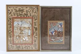 TWO EARLY 20TH CENTURY PERSIAN PAINTINGS. 30cms x 16cms.