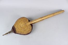 A FINE LARGE 19TH CENTURY INDIAN KASHMIRI LACQUERED BELLOWS. 96cms long.