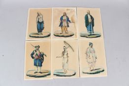 A FINE SET OF SIX EARLY 19TH CENTURY INDIN COMPANY SCHOOL WATERCOLOUR PAINTINGS. Each 15cms x