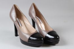 GUGLIELMO ROTTA, A PAIR OF LADIES LEATHER HIGH HEEL SHOES, with black patent leather toe caps and