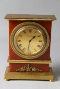 JAEGER-LECOULTRE, A GOOD DESK OR MANTLE CLOCK with amber coloured case, ormolu mounts, eight-day