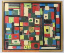 NEJAD MELIH DEVRIM (TURKISH 1923 - 1995). Cubist abstract, oil on board. Signed and dated lower