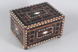 A VERY FINE 18TH-19TH CENTURY OTTOMAN OR INDO PORTUGESE IVORY AND TORTOISESHELL INLAID WOODEN BOX.