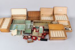 A COLLECTION OF MICROSCOPE SLIDE BLANKS, storage boxes etc.