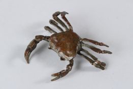 AN ORIENTAL BRONZE CRAB. 8.5cms.