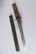 A JAPANESE WAKIZASHI, 19th Century, unsigned, with plain fuchi kashira, crab menuki, plain iron