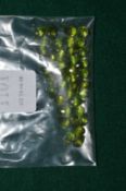 A group of loose peridot stones.