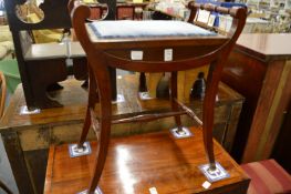 A dressing table stool, a small stool and an oak storage box.