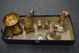 A group of mixed silver and plated items.