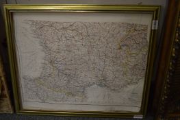 A framed silk map.