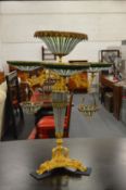 A large and impressive ormolu green tinted and cut glass epergne or centrepiece.