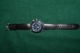 A gentlemans stainless steel Toy chronograph wristwatch with leather strap.