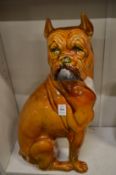 A large treacle glazed pottery model of a bulldog.