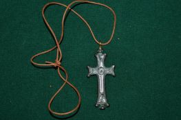 A Byzantine Life Light bronze cross.