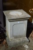 Classical style reconstituted stone square shaped pedestal.
