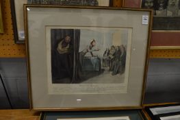 Honore Daumier, hand coloured lithograph together with a stipple engraving after Bartolozzi.