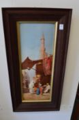 Arab street scenes, colour prints, a pair in moulded oak frames.