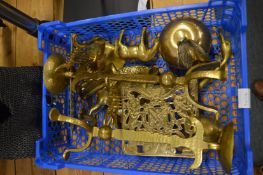 A collection of brass ware.