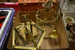 Two brass hall lanterns.