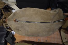 A suede bag.