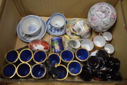 Cloisonne pots and other items of Oriental ware.