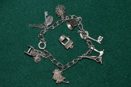 A silver charm bracelet.