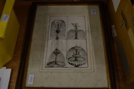 A pair of engravings depicting fountains.