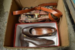 A handbag and pair of ladies shoes, sizes approx 39.