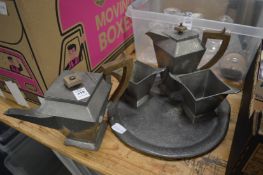 An Art Deco style pewter tea service.