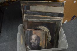 George Weissbort, a good collection of self portraits and figure studies, oil on board, unframed.