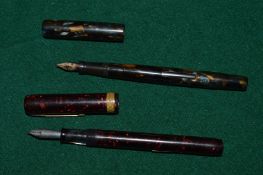 Two fountain pens with gold nibs.