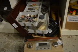 A Hobby drill and accessories and a radio.