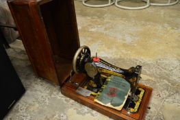 A Singer sewing machine.