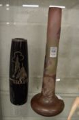 A Galle style vase and another vase.