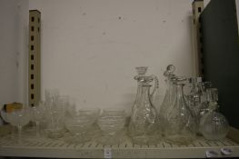 Quantity of cut glassware to include decanters, grapefruit dishes etc.