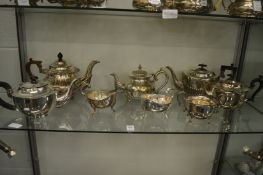 Plated teapots, sugar bowls etc.