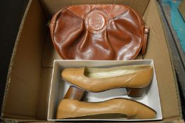 A handbag and pair of ladies shoes, sizes approx 39.