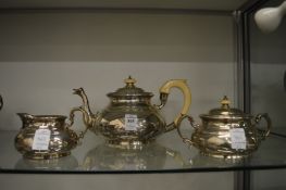 A good heavy gauge silver three piece tea service.