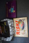 A large bag of board games.