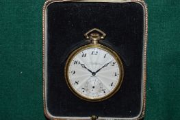 A good cased gold plated pocket watch.
