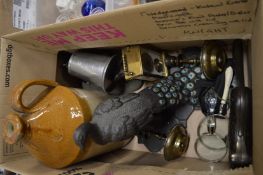 Decorative resin model of a peacock and other collectables.