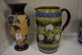 Doulton vase and a Doulton jug.