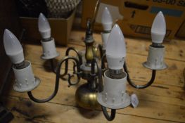 A Dutch style brass five branch chandelier.