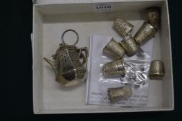 Silver thimbles etc.
