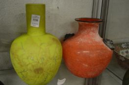 Two stylish glass vases.